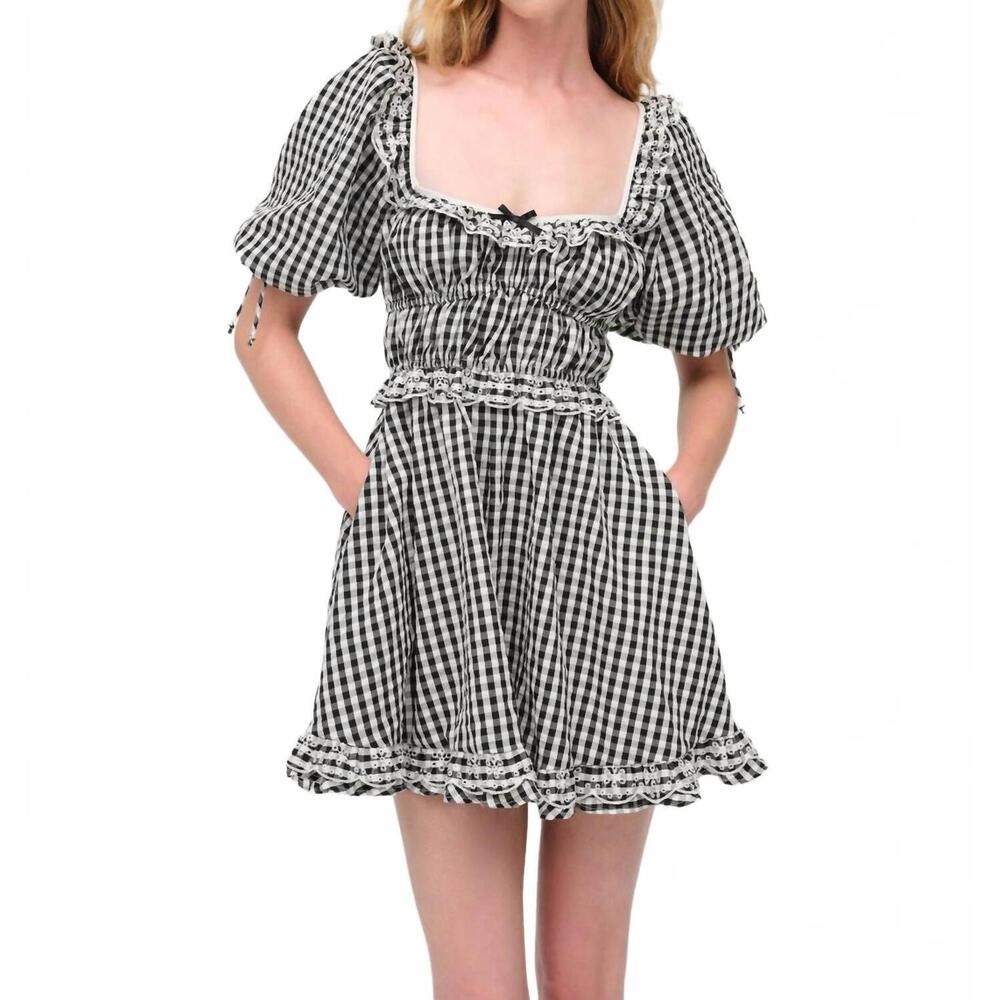 NEW FOR LOVE & LEMONS jackson mini dress in black gingham